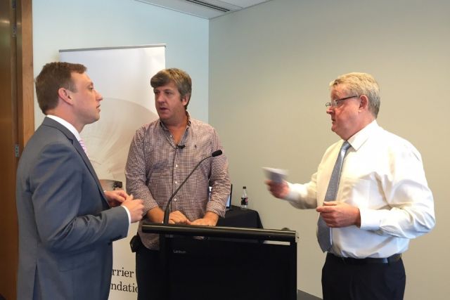 Dr Steven Miles, Minister for the Great Barrier Reef, Richard Fitzpatrick and Dr Russell Reichelt, GBRMPA Chairman and CEO